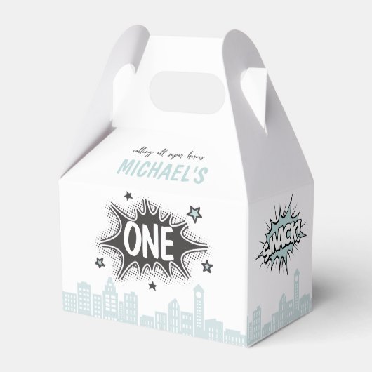 Blue Comics Boek Superhero Gable Favor Box Bedankdoosjes (Voorkant Zijde)