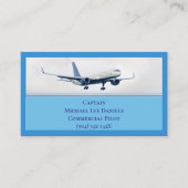 Blue Commercial Airplane Captain Pilot Visitekaartje (Voorkant)