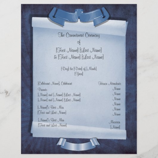 Blue Commitment Ceremony Custom 2 Sided Program (Voorkant)