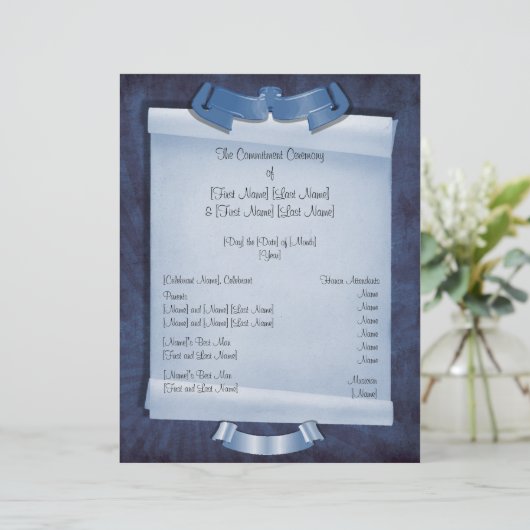 Blue Commitment Ceremony Custom 2 Sided Program (Staand voorkant)