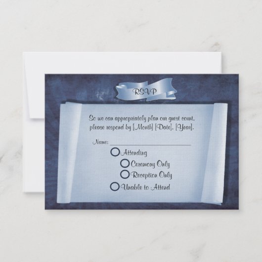 Blue Commitment Ceremony Custom RSVP-kaarten RSVP Kaartje (Voorkant)