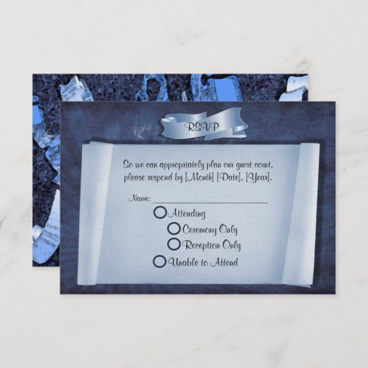 Blue Commitment Ceremony Custom RSVP-kaarten RSVP Kaartje (Voorkant / Achterkant)
