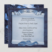 Blue Commitment Ceremony Custom Square Invitations Kaart (Voorkant / Achterkant)