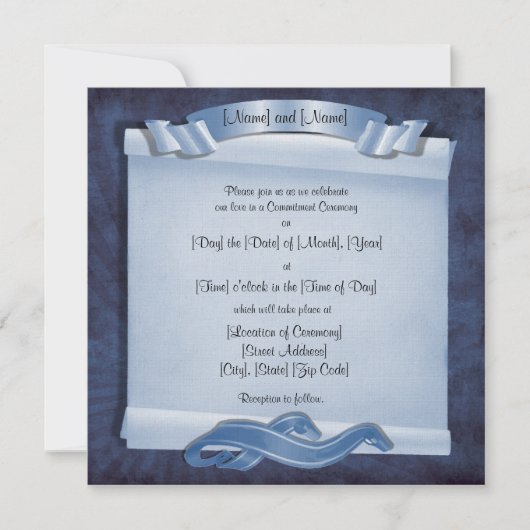 Blue Commitment Ceremony Custom Square Invitations Kaart (Voorkant)