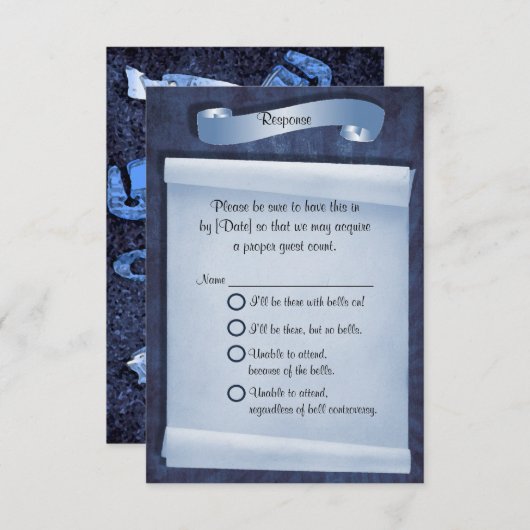 Blue Commitment Ceremony Funny Response Card RSVP Kaartje (Voorkant / Achterkant)