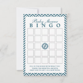 Blue Compass Chevron Baby shower Bingo Kaarten