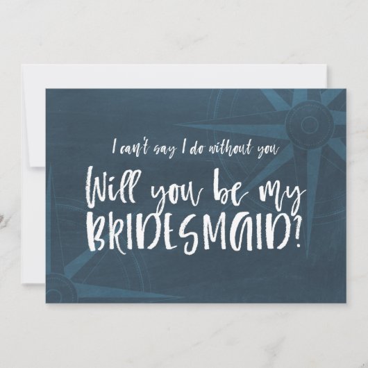 Blue Compass Nautical Wil je mijn bruidsmeisje zij Kaart (Voorkant)