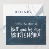 Blue Compass Nautical Wil je mijn bruidsmeisje zij Kaart (Voorkant / Achterkant)