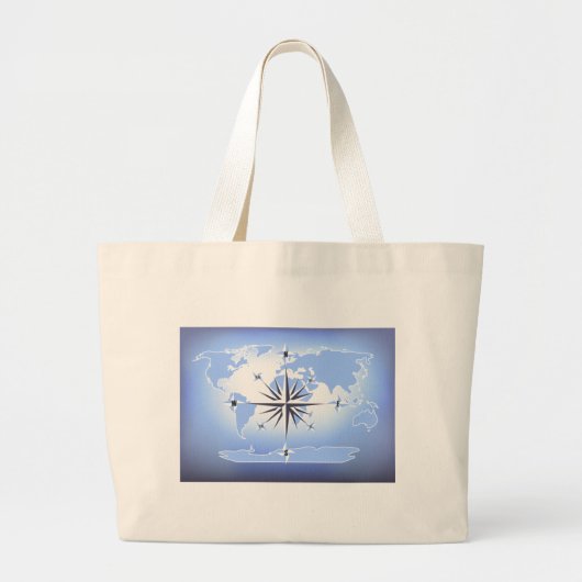 Blue Compass Roos Wereldkaart Canvas Canvas tas (Voorkant)