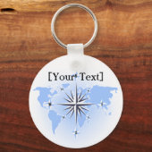Blue Compass Roos Wereldkaart Sleutelhanger (Voorkant)