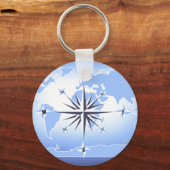 Blue Compass Roos Wereldkaart Sleutelhanger 2 (Voorkant)