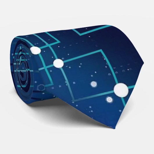 Blue Computer Circuit Board Stropdas (Opgerold)