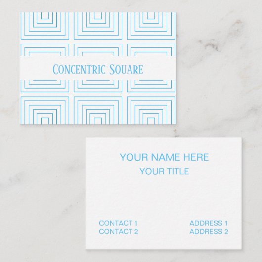 Blue Concentric Square Pattern Visitekaartje (Voorkant / Achterkant)