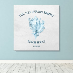 Blue Conch Shell Canvas Afdruk