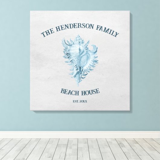 Blue Conch Shell Canvas Afdruk (Insitu (Houten vloer))