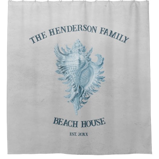 Blue Conch Shell Douchegordijn (Voorkant)