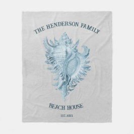 Blue Conch Shell Fleece Deken
