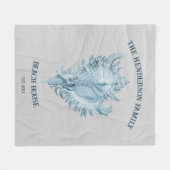 Blue Conch Shell Fleece Deken (Voorkant (Horizontaal))