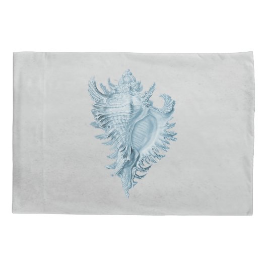 Blue Conch Shell Kussensloop (Achterkant)