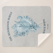 Blue Conch Shell Sherpa Deken (Voorkant (horizontaal))