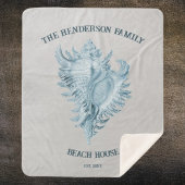 Blue Conch Shell Sherpa Deken