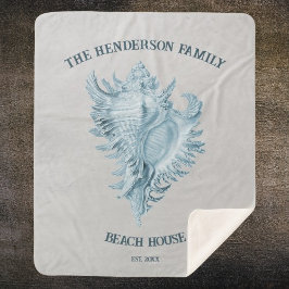 Blue Conch Shell Sherpa Deken