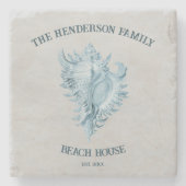 Blue Conch Shell Stenen Onderzetter (Voorkant)