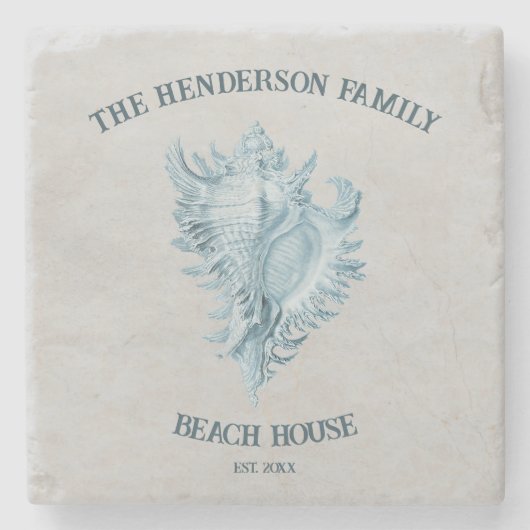 Blue Conch Shell Stenen Onderzetter (Voorkant)