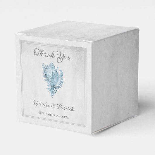 Blue Conch Shell Wedding Favor Boxes Bedankdoosjes (Voorkant Zijde)