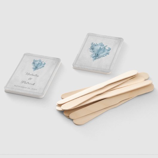 Blue Conch Shell Wedding Hand Fans Handwaaier (Niet-gemonteerd)