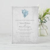 Blue Conch Shell Wedding Invitation Kaart (Staand voorkant)