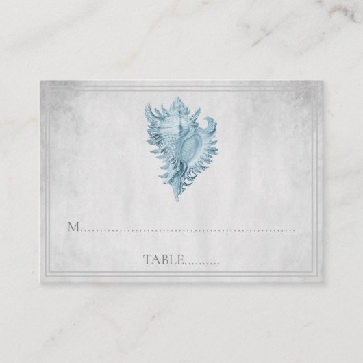 Blue Conch Shell Wedding Place Cards Plaatskaartje (Voorkant)