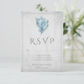 Blue Conch Shell Wedding RSVP Kaart (Staand voorkant)