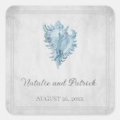 Blue Conch Shell Wedding Stickers (Voorkant)