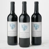 Blue Conch Shell Wedding Wine Label Wijn Etiket (Flessen)