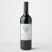 Blue Conch Shell Wedding Wine Label Wijn Etiket (Voorkant)