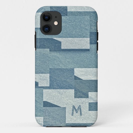 "Blue Concrete" aangepaste monogram telefoongevall Case-Mate iPhone Case (Achterkant)