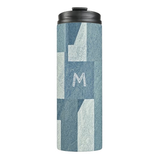 "Blue Concrete" aangepaste monogram tumbler Thermosbeker (Voorkant)