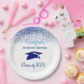 blue confetti 2025 afstuderen - Gefeliciteerd Papieren Bordje (Feest)