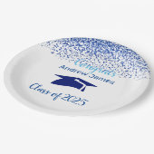 blue confetti 2025 afstuderen - Gefeliciteerd Papieren Bordje (Gekanteld)