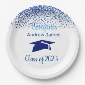 blue confetti 2025 afstuderen - Gefeliciteerd Papieren Bordje (Voorkant)