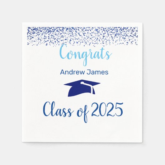 blue confetti 2025 afstuderen - Gefeliciteerd Servet (Voorkant)