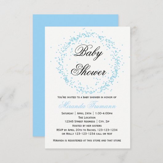 Blue Confetti - 3x5 Baby shower Uitnodiging (Voorkant / Achterkant)