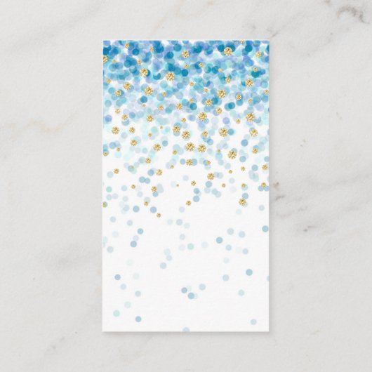 Blue Confetti Baby shower Luier Raffle Ticket Informatiekaartje (Achterkant)