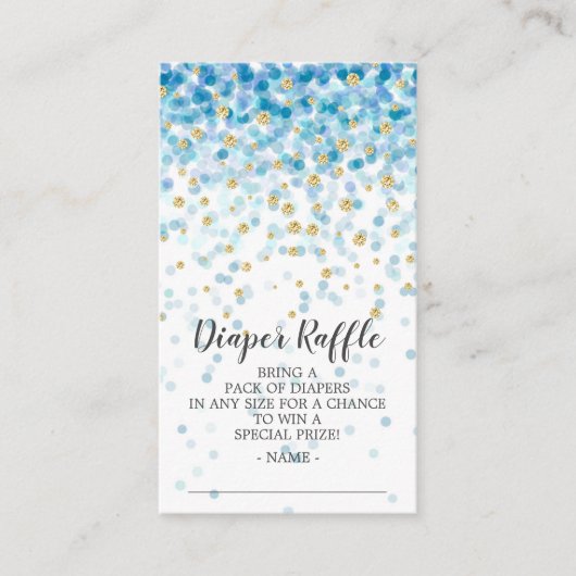 Blue Confetti Baby shower Luier Raffle Ticket Informatiekaartje (Voorkant)
