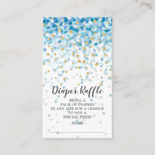 Blue Confetti Baby shower Luier Raffle Ticket Informatiekaartje