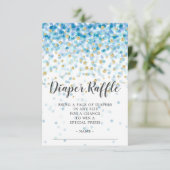 Blue Confetti Baby shower Luier Raffle Ticket Kaart (Staand voorkant)