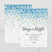 Blue Confetti Baby shower Luier Raffle Ticket Kaart (Voorkant / Achterkant)