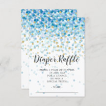 Blue Confetti Baby shower Luier Raffle Ticket