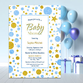 Blue Confetti Boy Baby shower Kaart